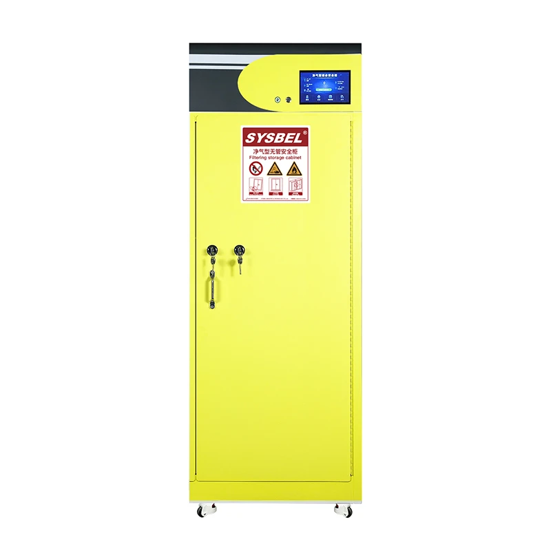 Armoire de stockage de produits chimiques filtrée sans conduit jaune|Armoire de stockage de sécurité filtrante - SYSBEL